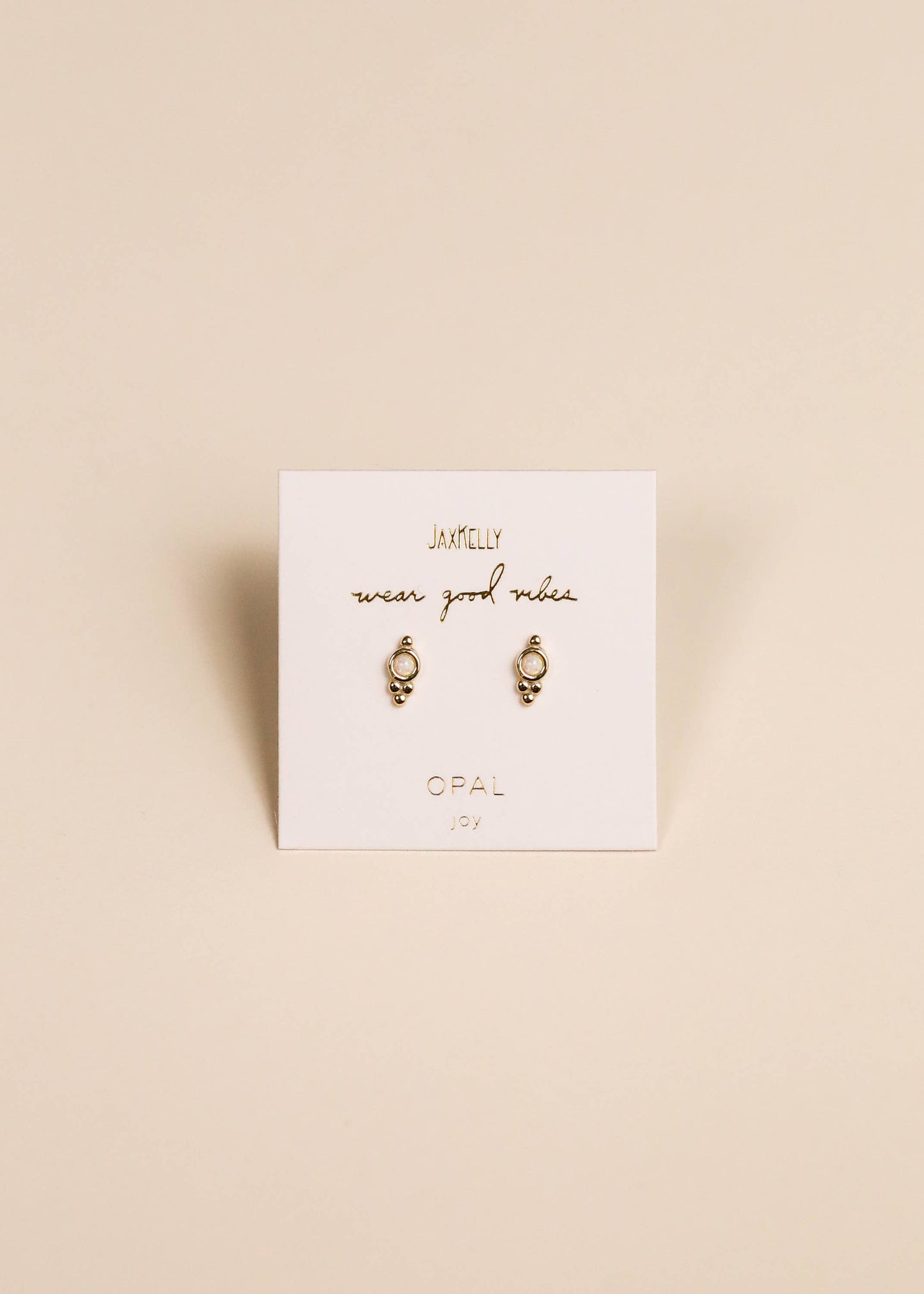 Tri Ball Studs - White Opal - Gold Earrings