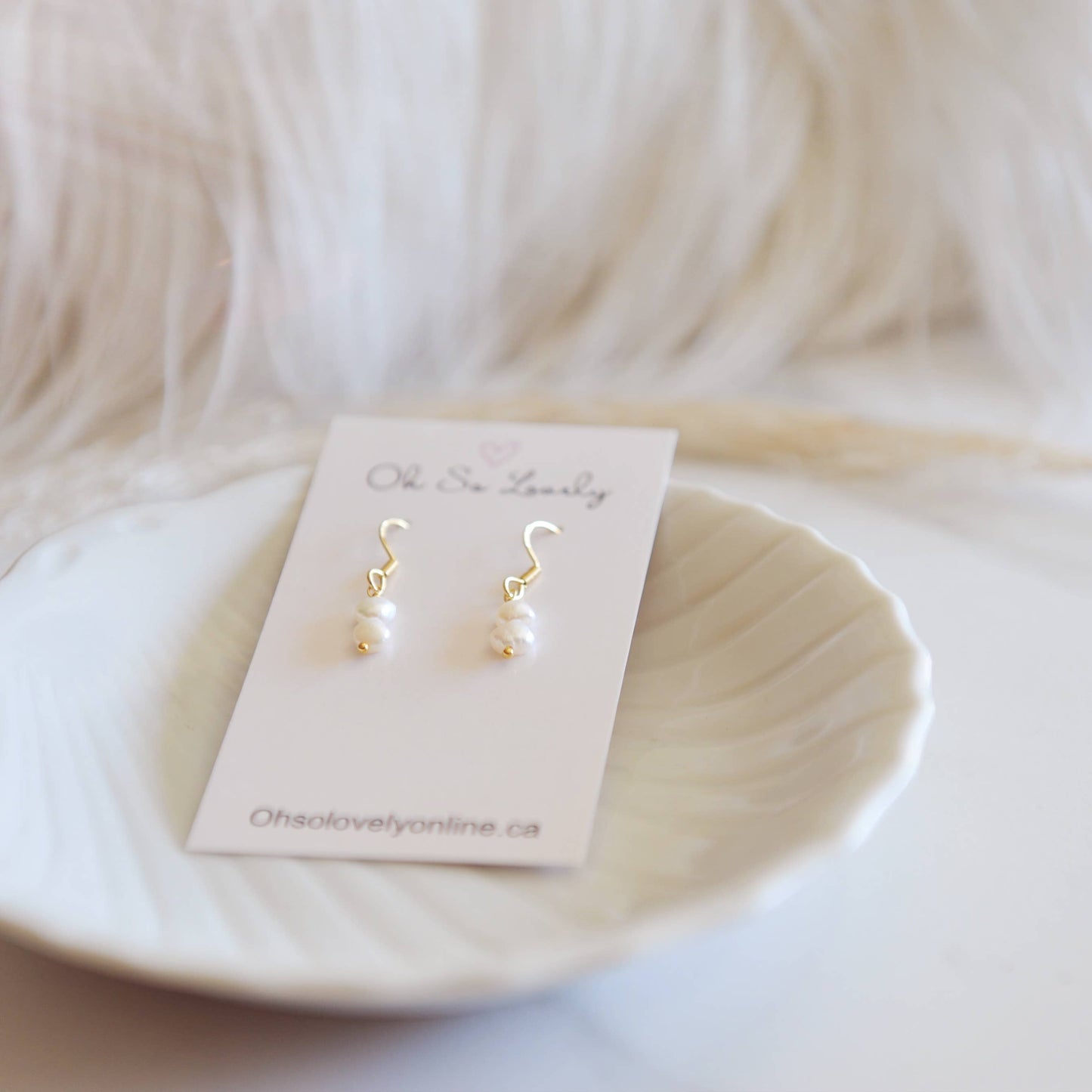 Dainty fresh water pearl earrings, saylor
