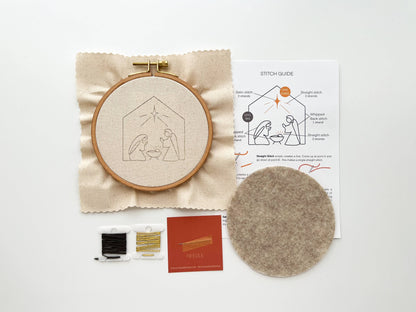 Nativity scene embroidery kit, Christmas embroidery diy kit