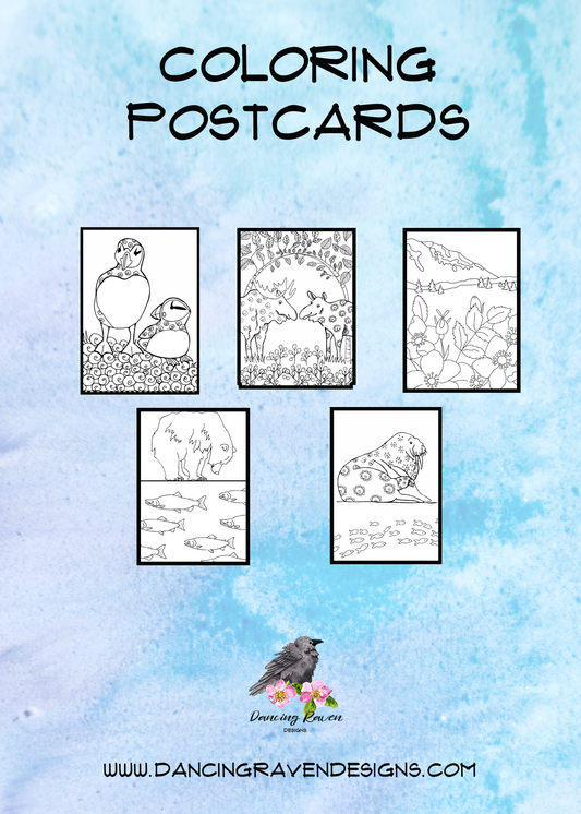 Coloring Postcard - Wildlife Set