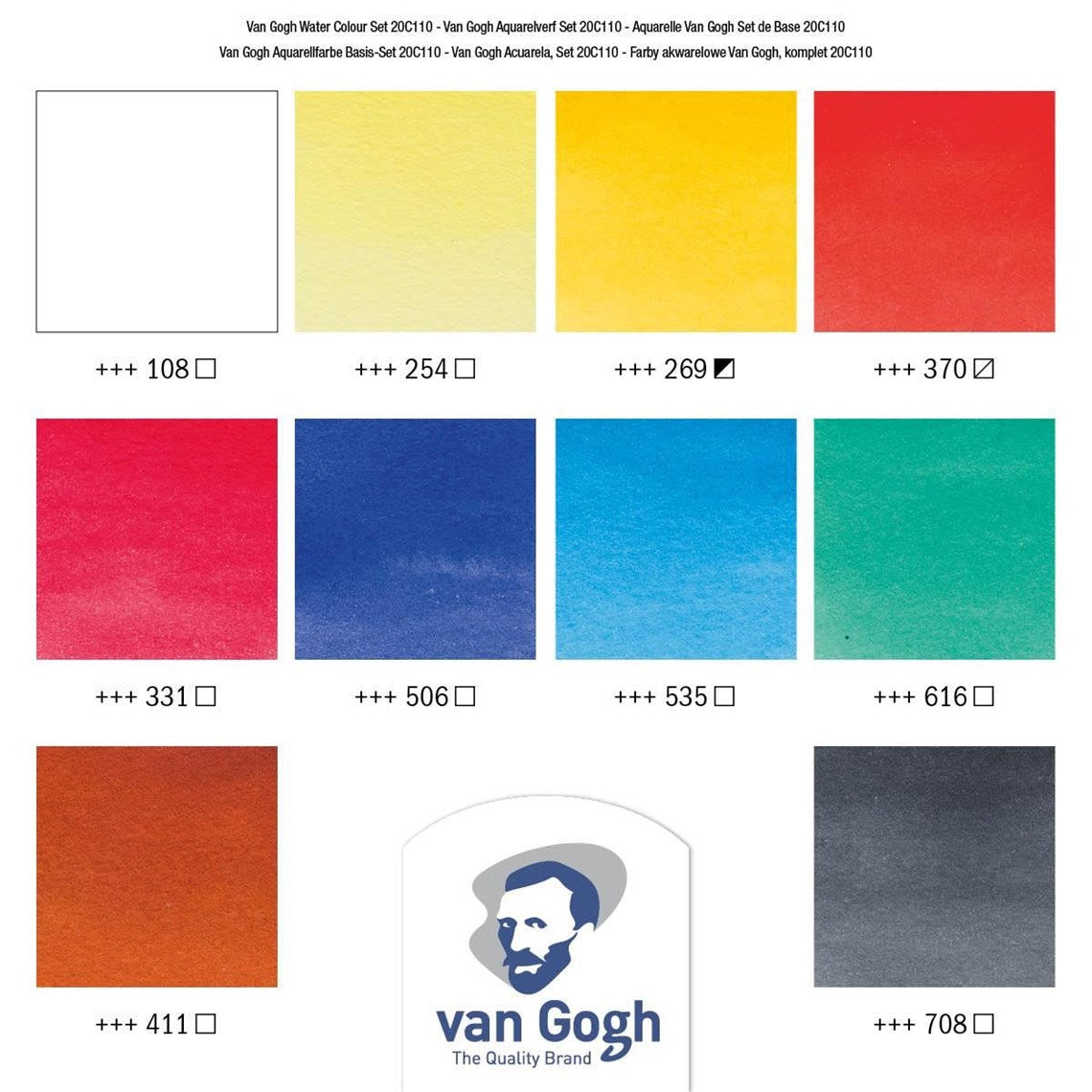 Van Gogh Watercolor Sets, 10-Color Tube Set