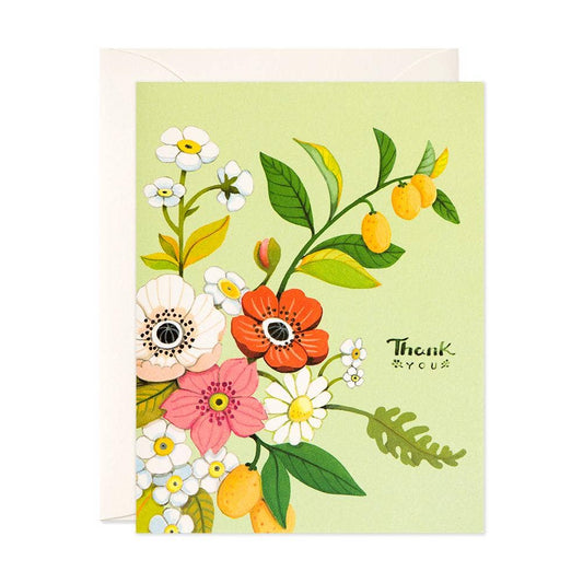 Green Floral Thank You Card