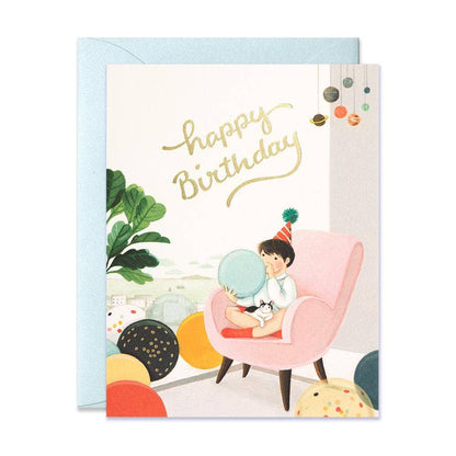 Blowing Balloons Birthday Card