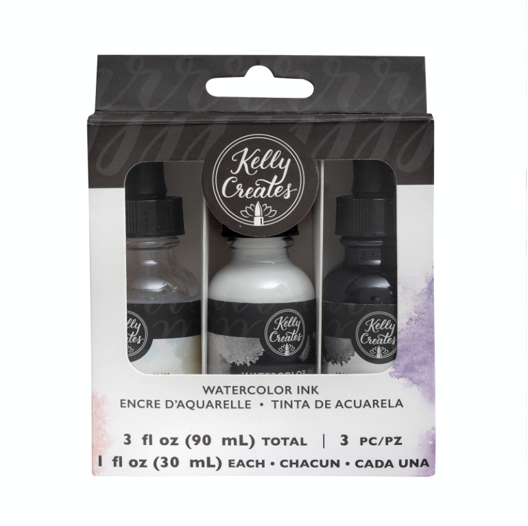 Kelly Creates Watercolor Ink Set 3 | Black, White and Iridescent