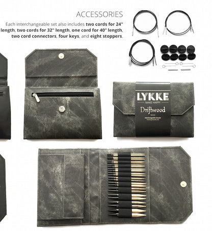 LYKKE Driftwood 5" Interchangeable Circular Needle Set | Grey Denim